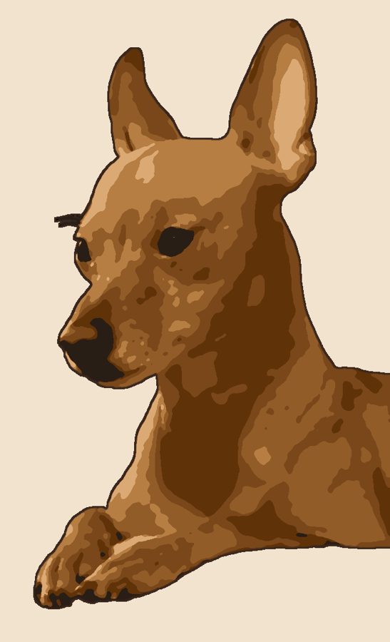 Dobby disegnato: un piccolo pinscher color fulvo